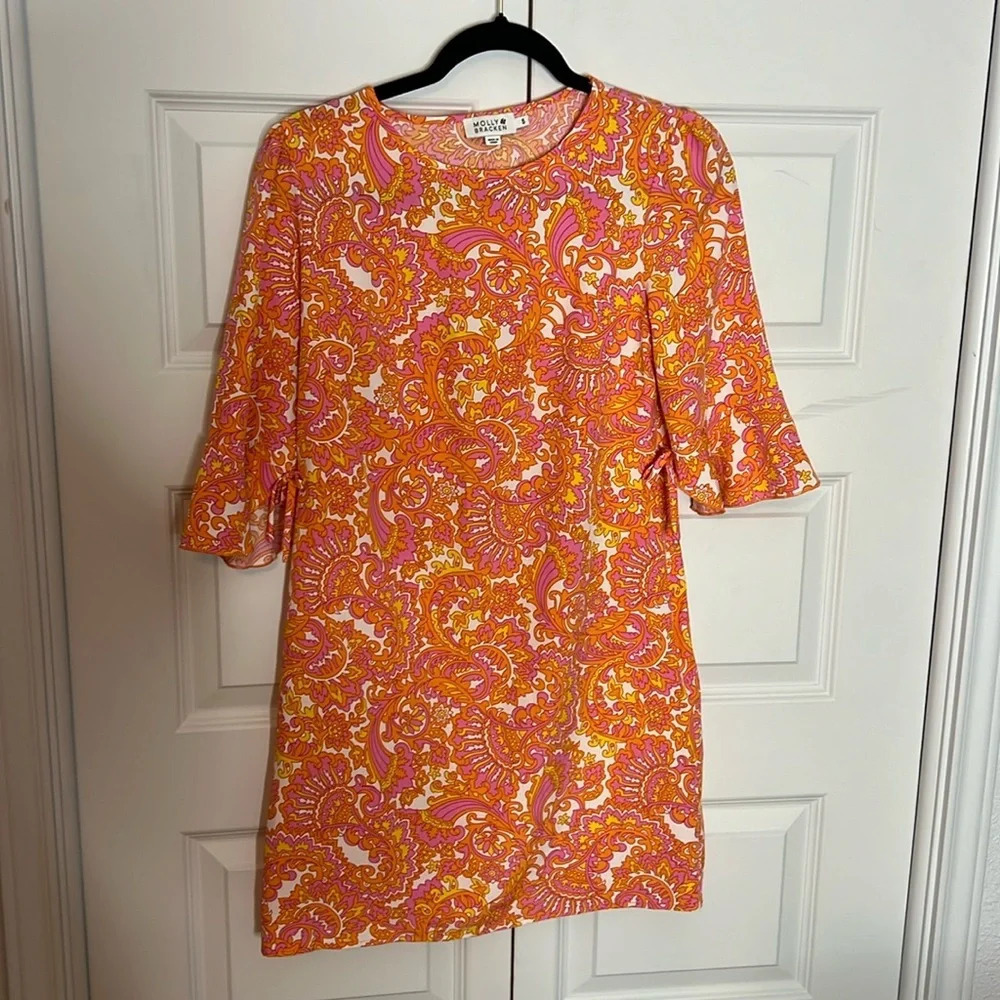 Molly Bracken Bright Pink Yellow and Orange Dress Size S​